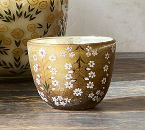 Hand-Painted Amber Floral Candle | GreenRow