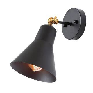 LNC 1-Light Black Brass Modern Industrial Adjustable Wall Sconce with Metal Shade VZZF2EHD12807I5... | The Home Depot