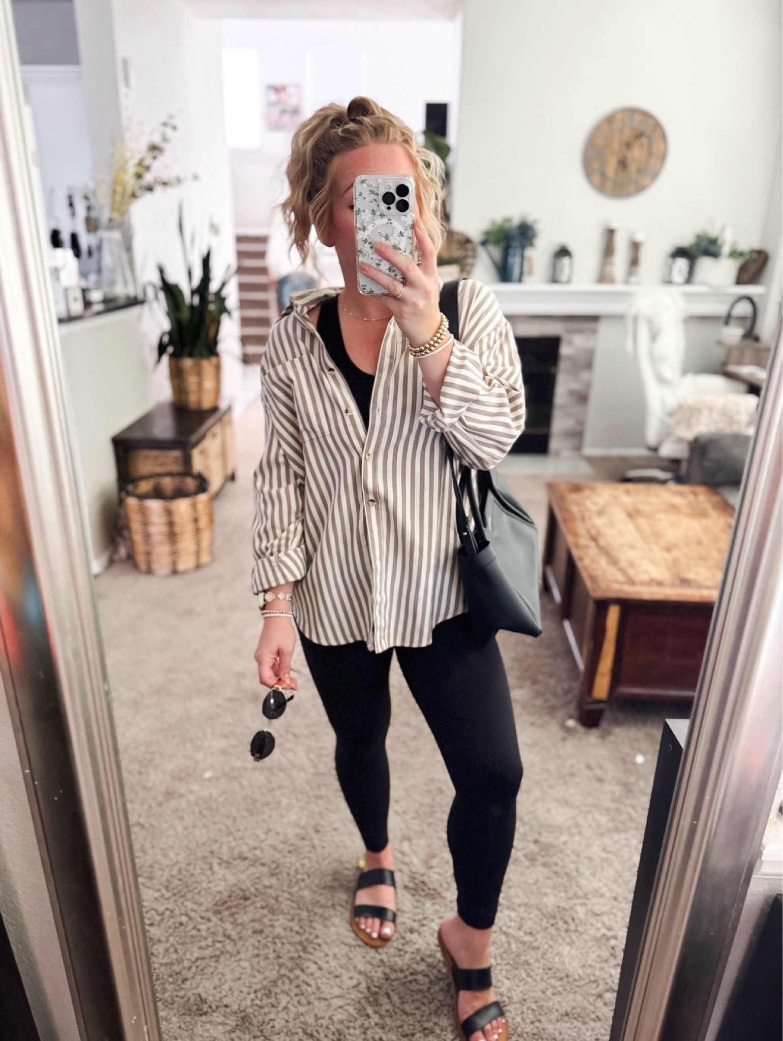 Casual outfit idea from amazon — striped button down shirt with a black tank top, leggings, black handbag, and sandals (run small, i went up half a size)






Amazon outfits, summer outfit inspo, outfit ideas, casual outfits amazon, amazon outfits every day, outfit ideas 2026, summer outfits

#LTKootd #LTKSaleAlert #LTKPetite