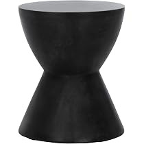 SAFAVIEH Outdoor - Athena Accent Stool - Black Concrete - Sculptural Drum Design - Ideal for Livi... | Amazon (US)