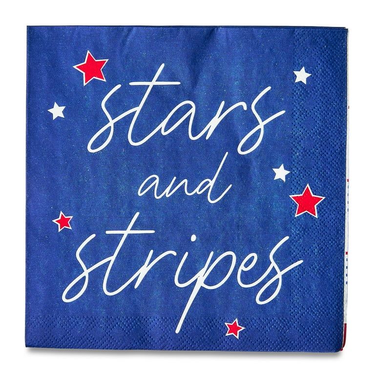Patriotic Red, White & Blue Stars & Stripes 6.5" Paper Napkins, 16 Count, by Way To Celebrate | Walmart (US)