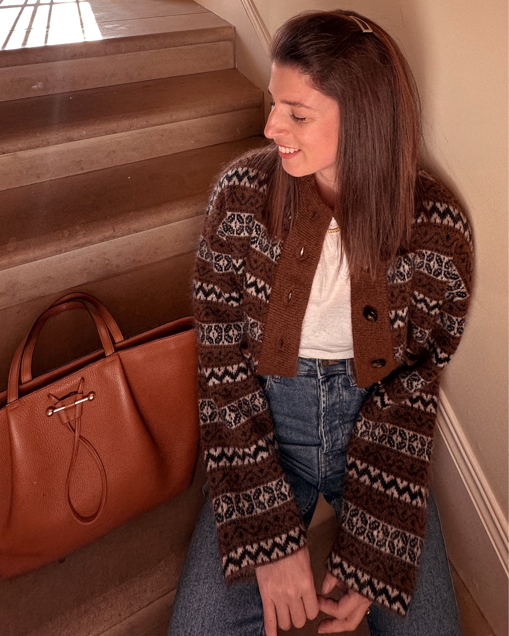 On repeat…

Wearing xs in the fair isle knit cardigan and uk 8 in the slim fit jeans

#LTKwinter #LTKuk #LTKbag