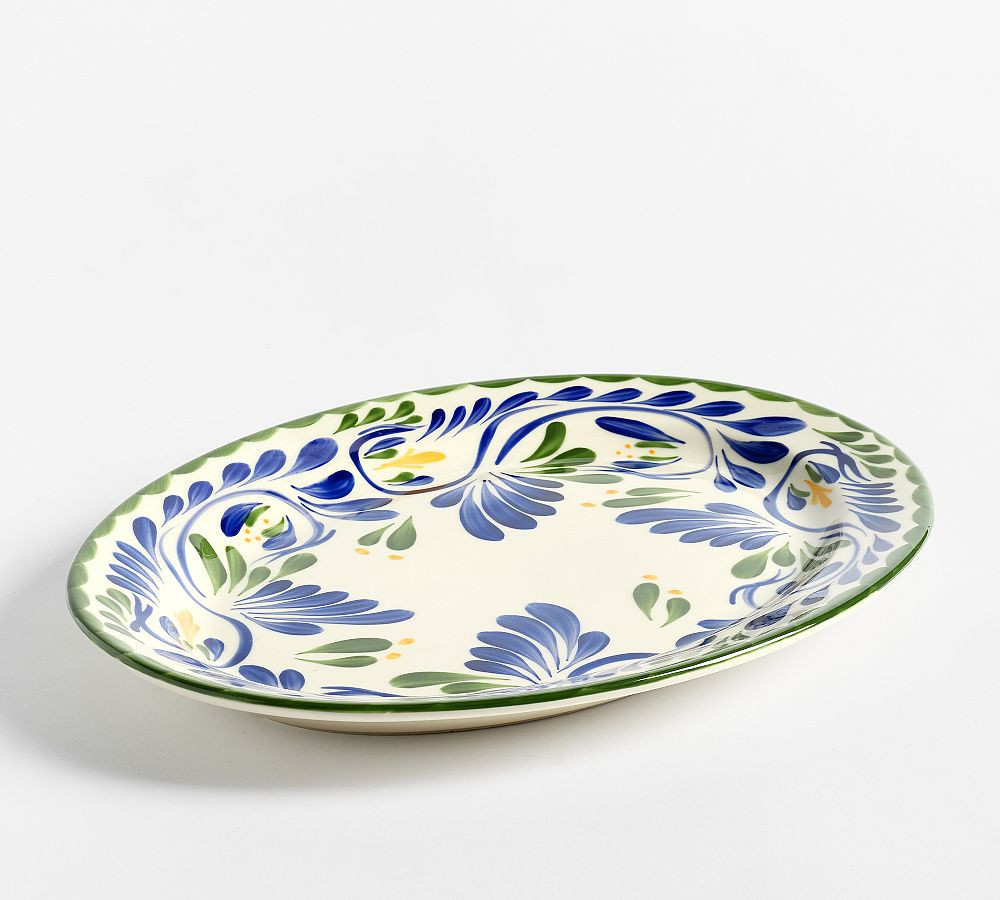 Puebla Multi Porcelain Oval Serving Platter - Blue/Green | Pottery Barn (US)