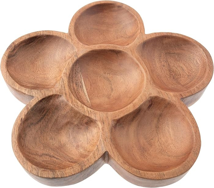 Karma, Acacia Wood Shaped Serving Bowl, Shaped Wooden Compartment Divided, Wood Accent-Plates Div... | Amazon (US)