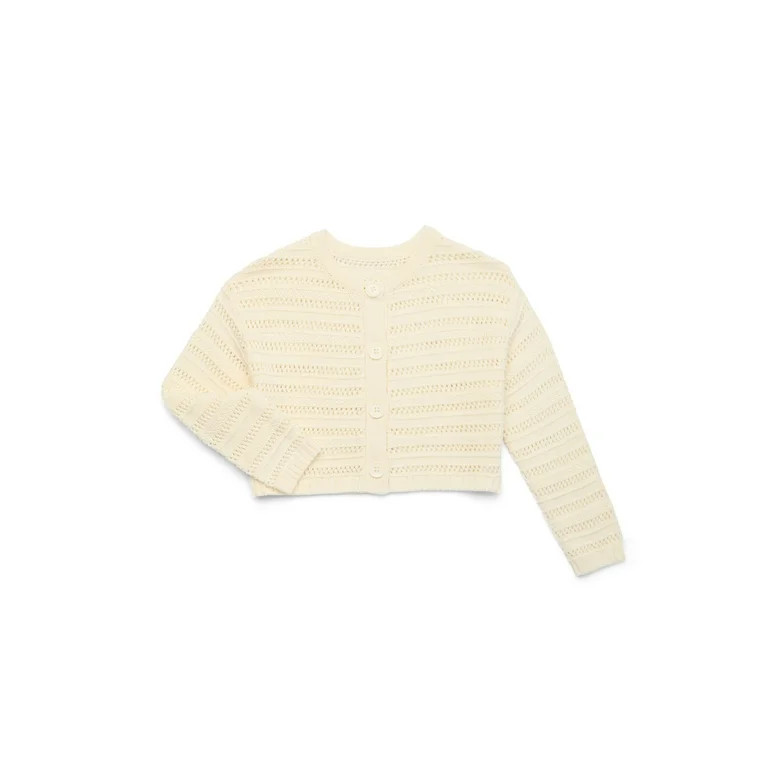 Wonder Nation Toddler Girl Button Down Long Sleeve Cardigan, Sizes 12M-5T | Walmart (US)