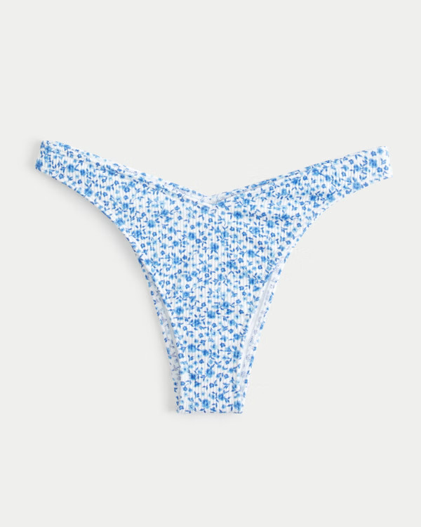 Ribbed High-Leg V-Waist Cheekiest Bikini Bottom | Hollister (US)