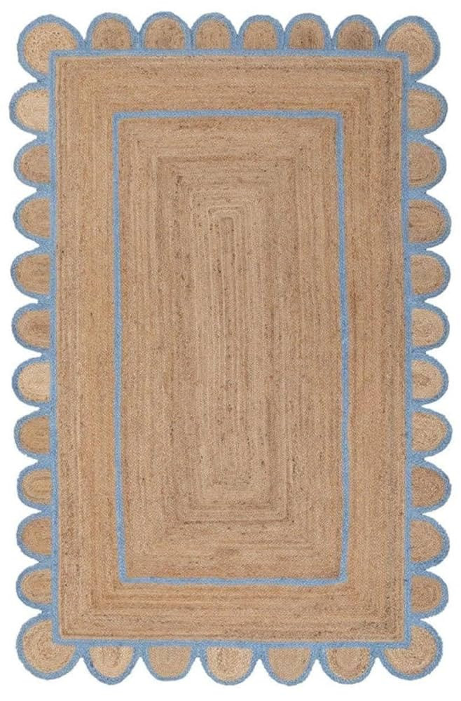 Scallop Pattern Natural Jute Bohemian Area Rug Hand Woven Reversible (2' x 4') | Amazon (US)
