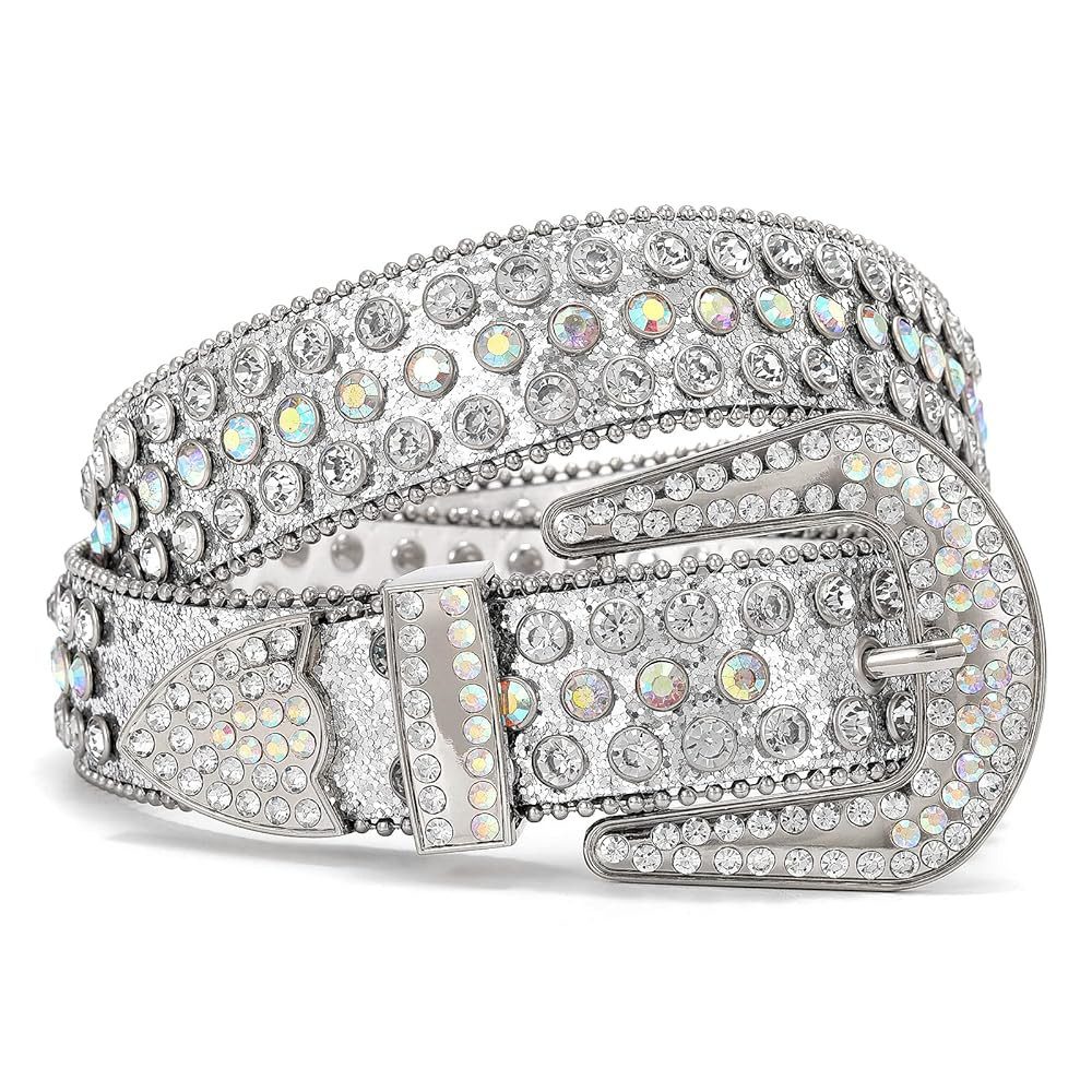 WHIPPY Women Rhinestones Leather Belts Bling Studded Western Cowgirl Waist Belt for Jeans Pants w... | Amazon (US)