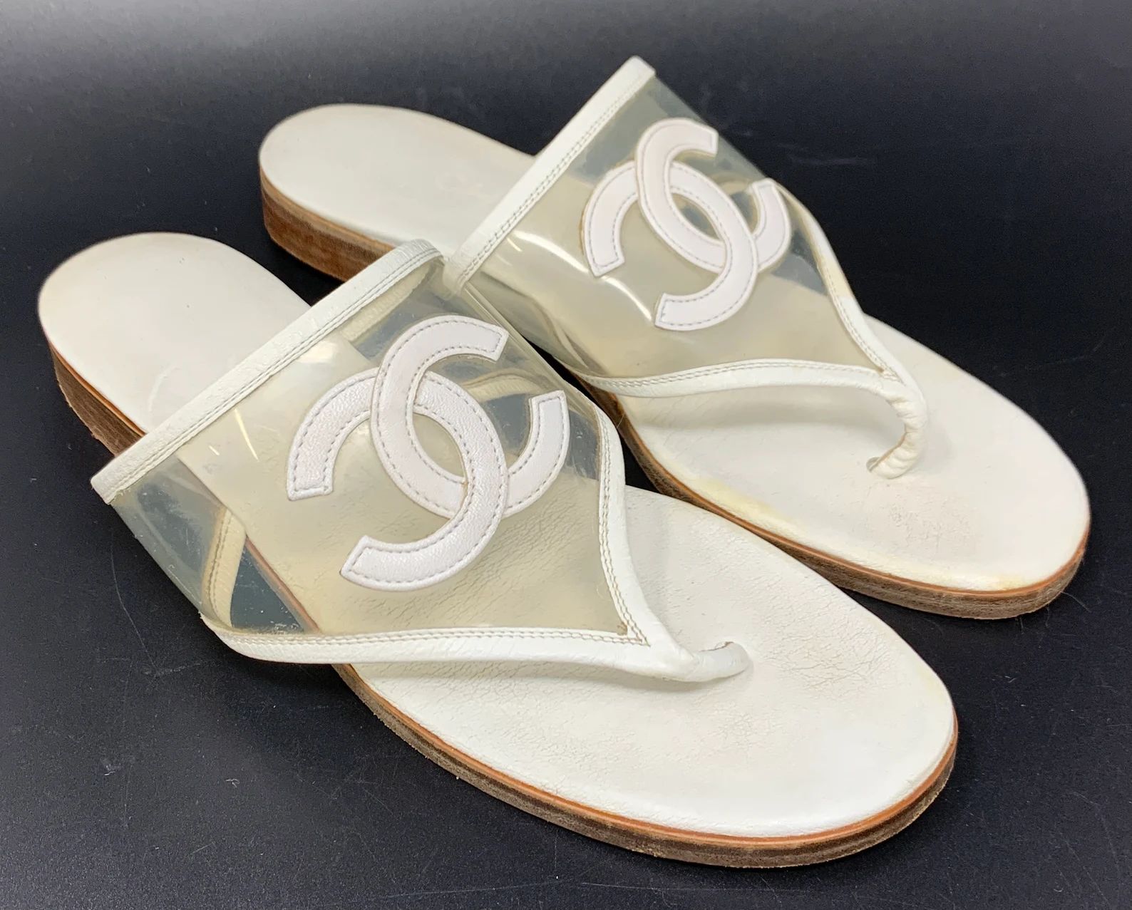 Auth CHANEL Vintage Coco Mark Clear Thong Sandals 36 US 5.5 | Etsy | Etsy (US)