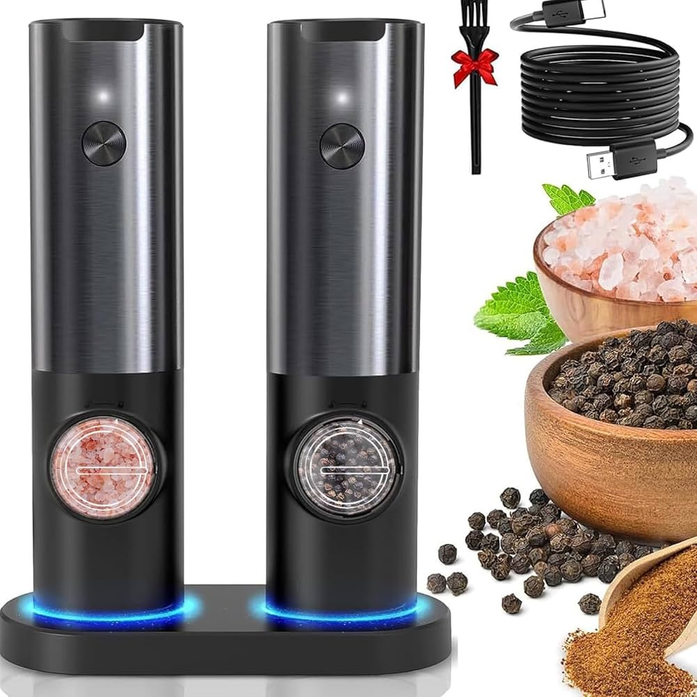 Electric Salt and Pepper Grinder Set Rechargeable, No Battery Needed, One Hand Operation, Automat... | Amazon (US)