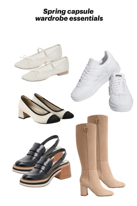 Spring capsule wardrobe essentials from the Toria Curbelo Spring Capsule Wardrobe Guide - FREE Download available on IG @toriacurbelo

Spring shoes, spring boots, white sneakers, adidas gazelles, knee high boots, ballet flats, heeled loafers, preppy shoes

#LTKshoecrush #LTKSeasonal #LTKSpringSale