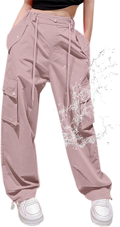 Cromoncent Cargo Pants Girls & Women Parachute Pants Y2K Baggy Rave Clothes Waterproof with Pocke... | Amazon (US)