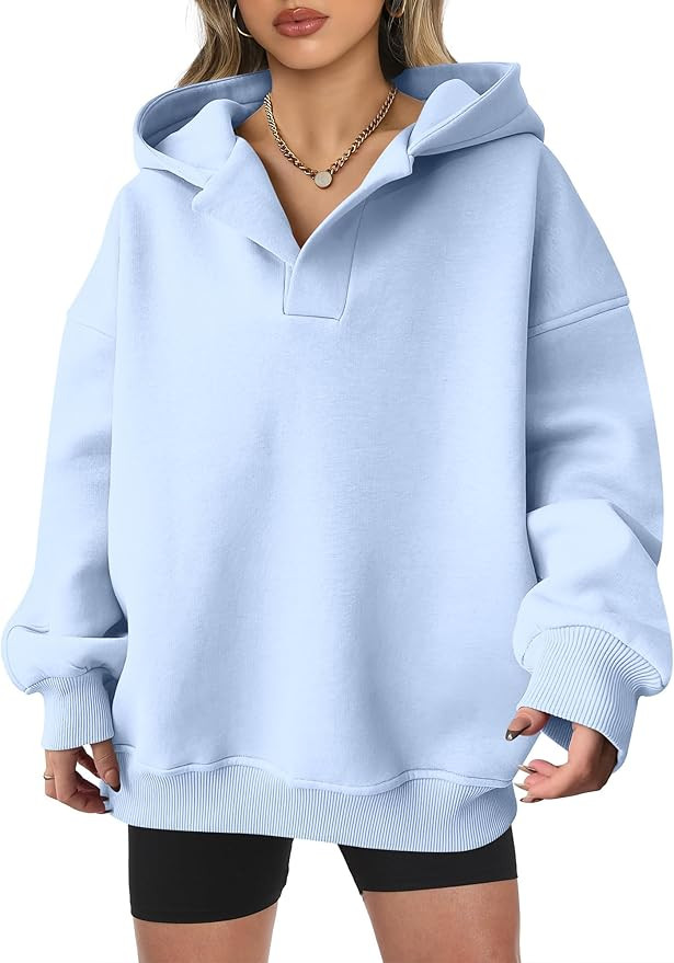 ANRABESS Womens Oversized Hoodies V Neck Sweatshirts Long Sleeve Pullover Casual Fall Teen Girls ... | Amazon (US)