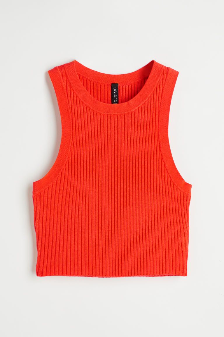 H & M - Rib-knit Sweater Vest - Orange | H&M (US + CA)