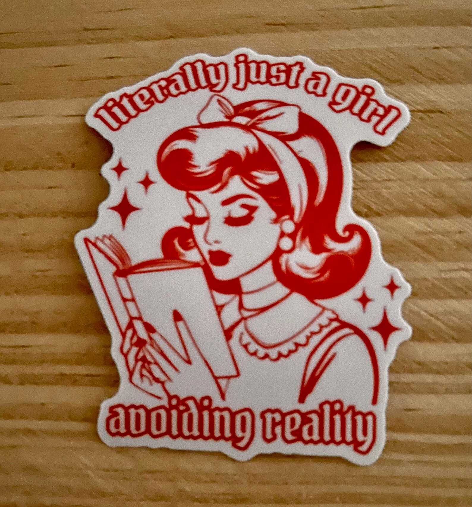 Book Lover Sticker Literally Just a Girl Avoiding Reality Vinyl Sticker - Etsy | Etsy (US)