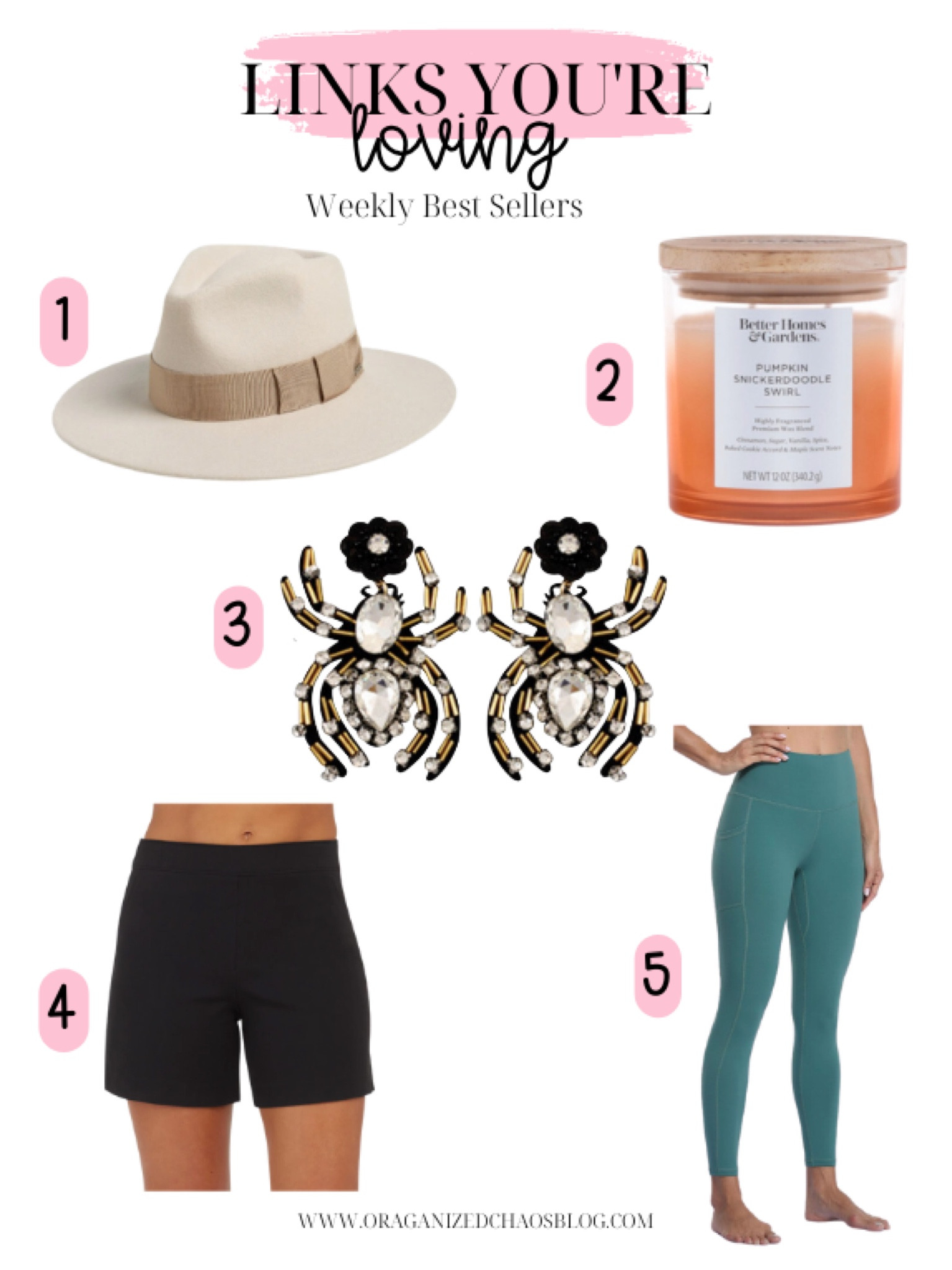 Weekly Best Sellers

Nordstrom felt hat
Better Homes and Gardens Candle
Spider Earrings
Spanx Shorts
Amazon Leggings

#LTKfindsunder50 #LTKxPrime #LTKHalloween