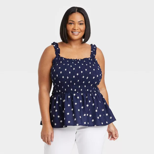 Women's Plus Size Smocked Peplum Tank Top - Ava & Viv™ | Target