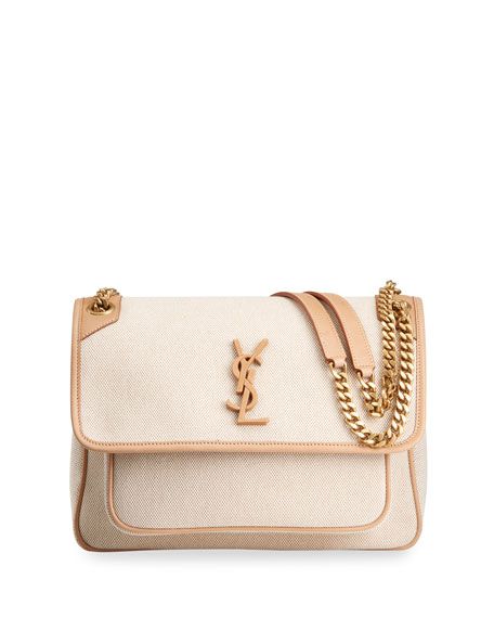 Saint Laurent Niki Medium YSL Monogram Canvas Chain Shoulder Bag | Neiman Marcus