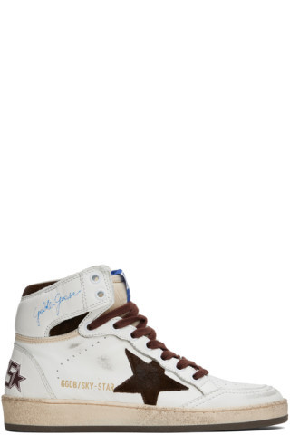 Golden Goose - White & Brown Sky-Star Sneakers | SSENSE
