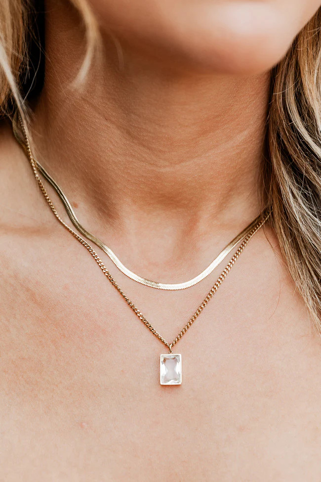 Stay Classy Clear Layering Necklace | Pink Lily