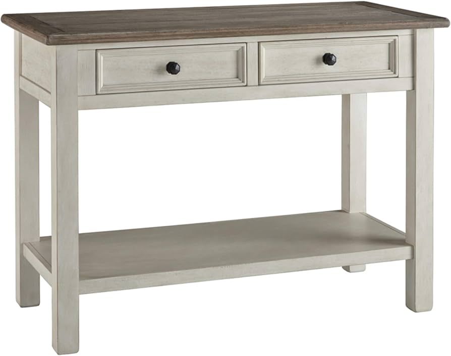 Signature Design by Ashley Bolanburg Farmhouse Rectangular Two Tone Sofa Table, Antique Cream | Amazon (US)