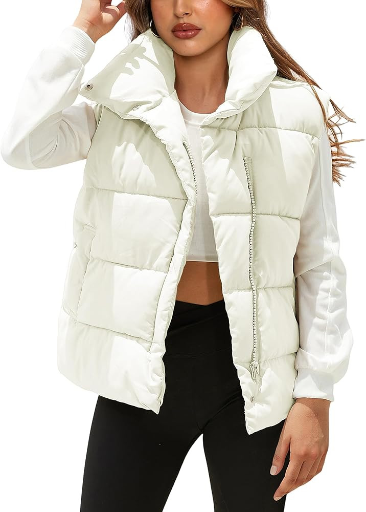 Athlisan Puffer Vest Women Zip Up Stand Collar Sleeveless Padded Gilet Jacket | Amazon (US)