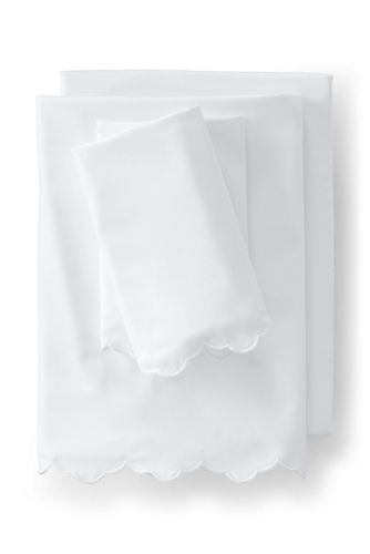 Supima Cotton No Iron Sateen Scallop Sheets - 400 Thread Count | Lands' End (US)