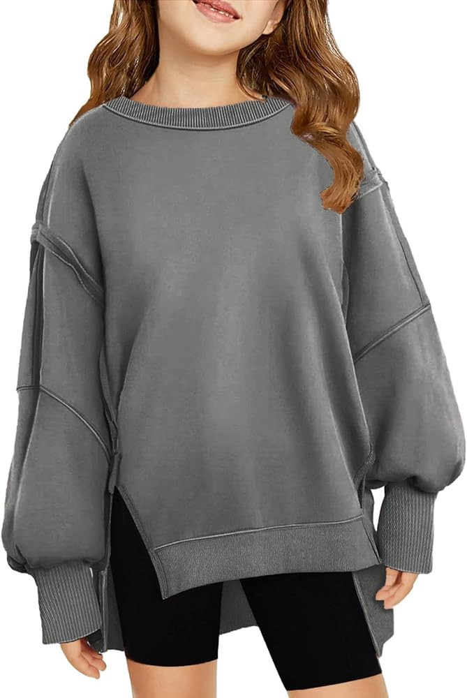 Sweatshirts For Teen Girls Trendy Crewneck Oversized Kids Tops Long Sleeve Cute Fall Clothes | Amazon (US)