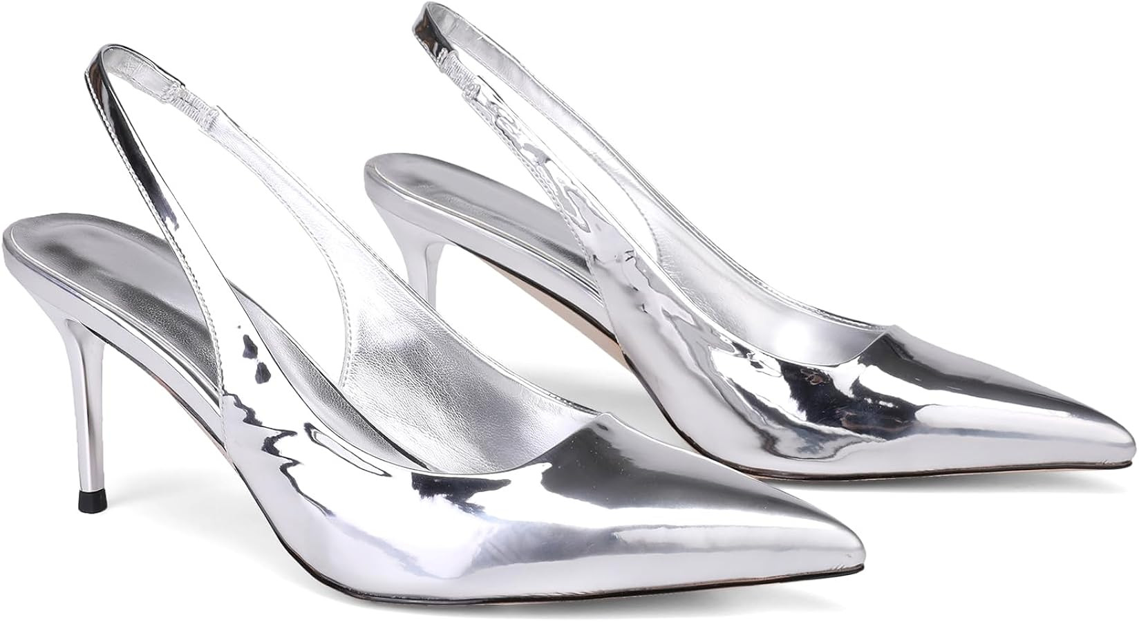 Slingback Heels for Women Patent Leather Stiletto Heel Pumps Pointed Toe Slip On Dress Shoes | Amazon (US)