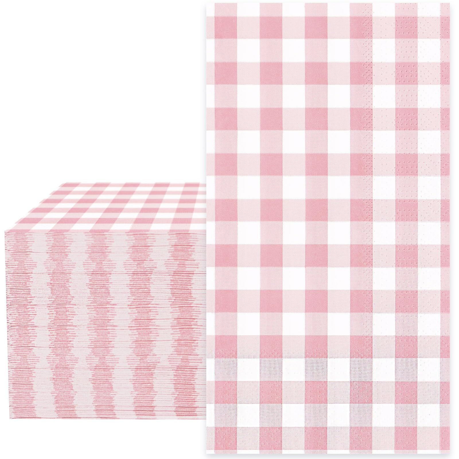 Whaline Light Pink Guest Napkins Buffalo Plaid Disposable Paper Pack 3 Ply Wedding Dinner Hand Na... | Amazon (US)