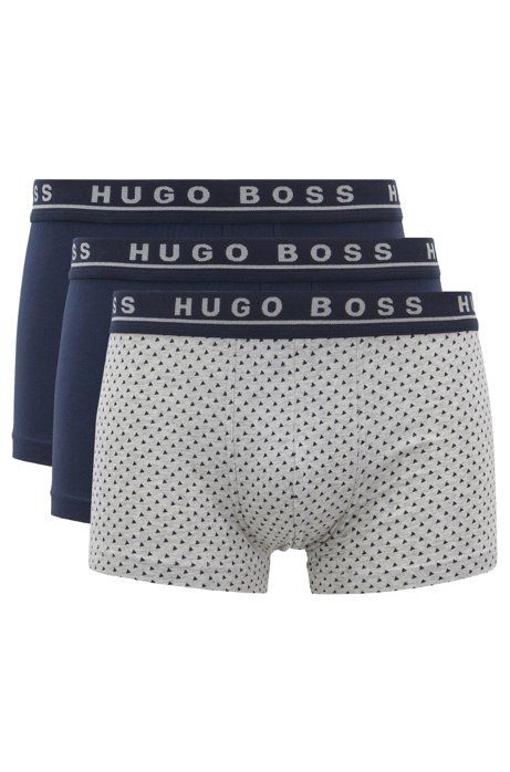 Three-pack of stretch-cotton trunks with logo waistband | Hugo Boss NL-BE