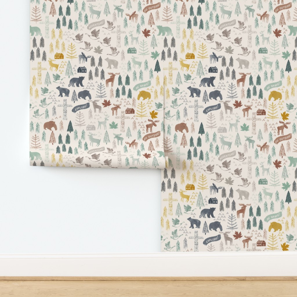 Wallpaper in Great North Outdoor Adventure - small repeat | Spoonflower
