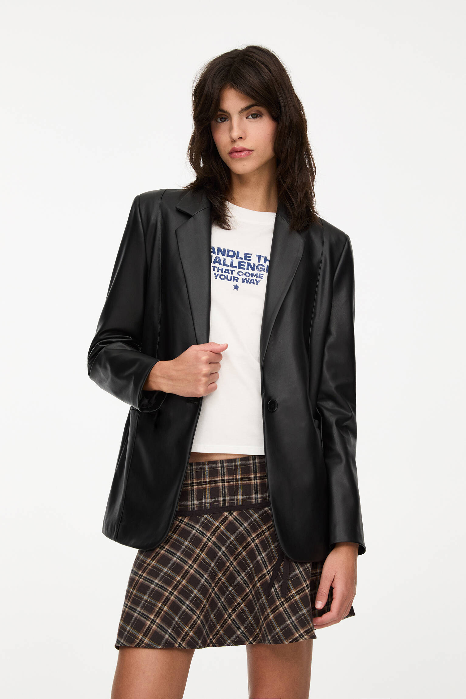 Oversize faux leather blazer - pull&bear | PULL and BEAR UK