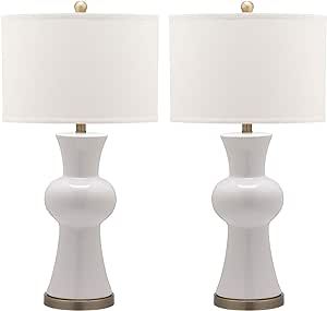 SAFAVIEH Lighting Collection Lola Modern Column White Ceramic 30-inch Bedroom Living Room Home Of... | Amazon (US)