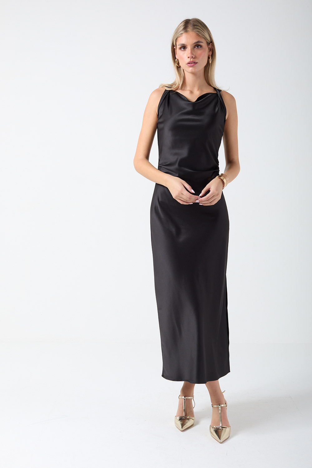 Merle Sleeve Less Dress in Black | iCLOTHING