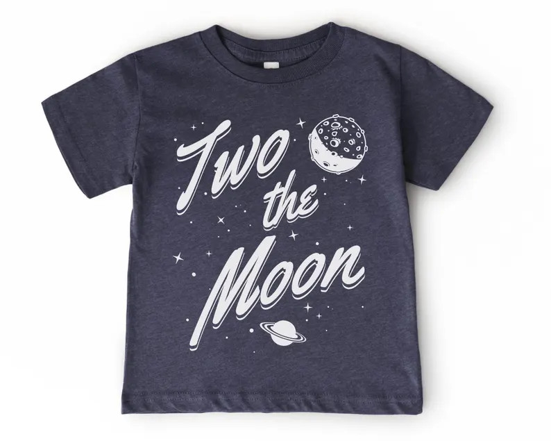 Second Birthday Kids T-shirt | Two the Moon Toddler Tee | Astronaut, Stars, Planets Space 2nd Bda... | Etsy (Global)