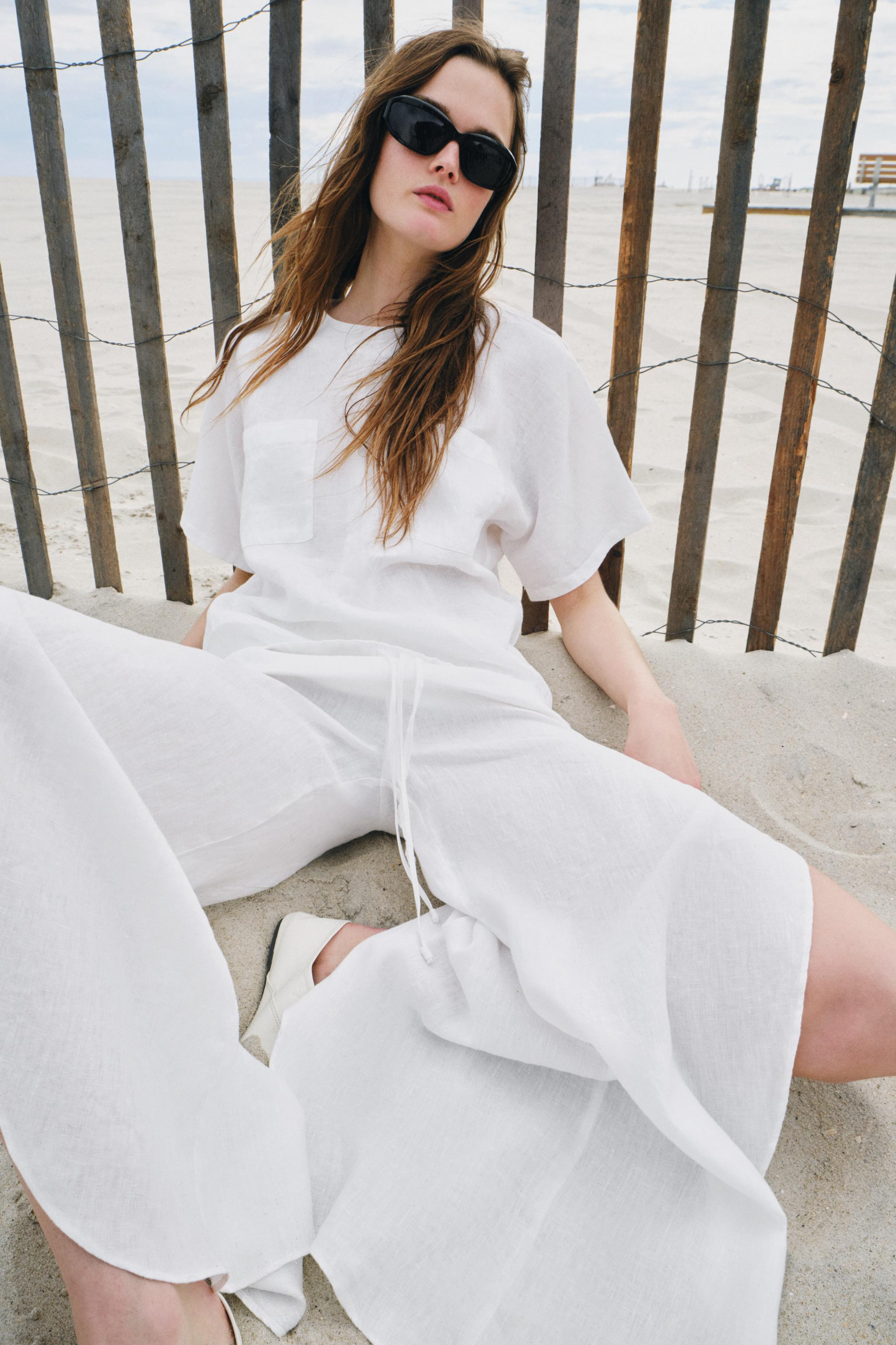 ZW COLLECTION 100% LINEN VENTED PANTS | Zara US
