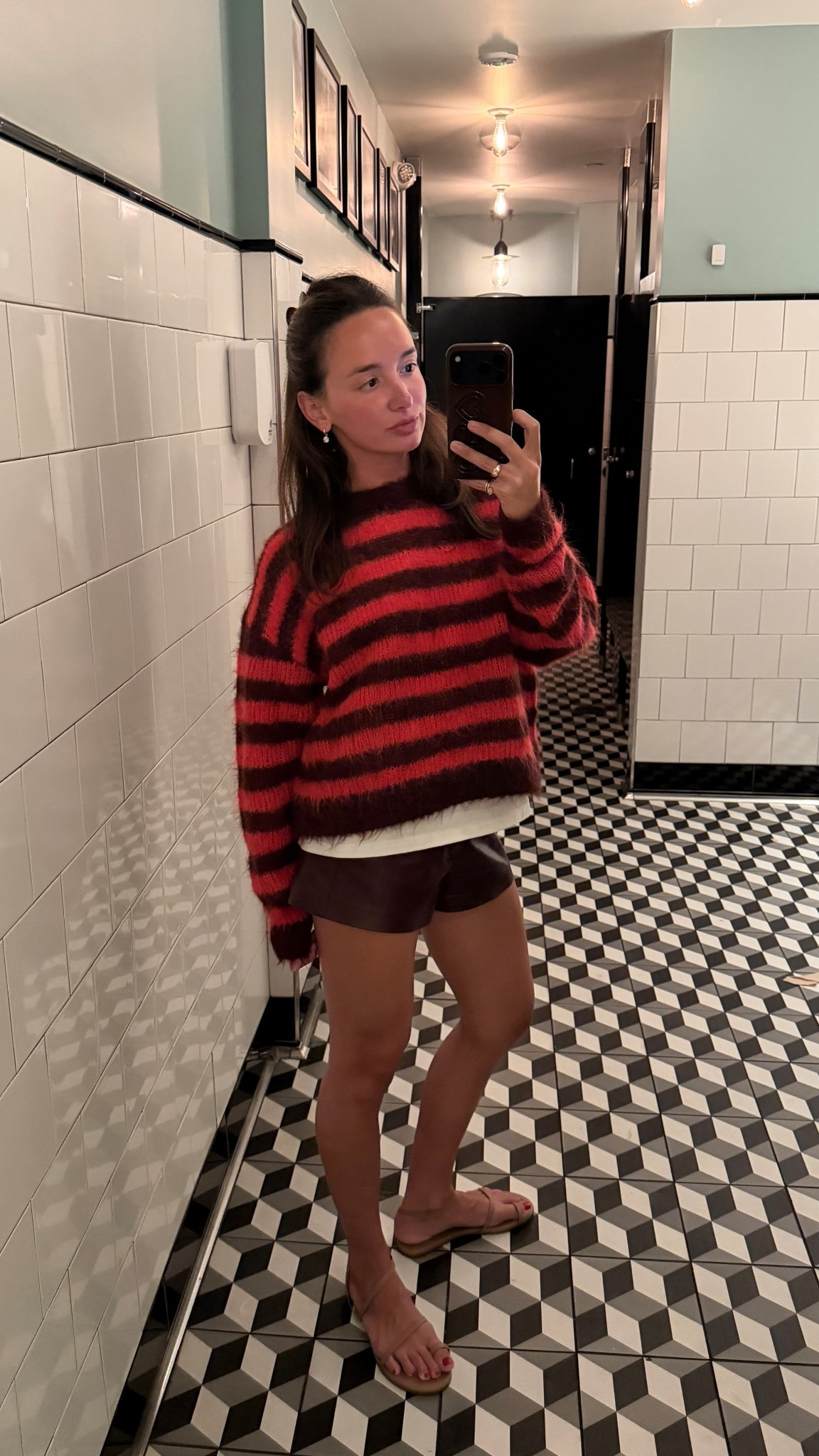 Comfy dinner outfit! Linking similar since my sweater and shorts are sold out! Parke tshirt is super underrated imo! I’m wearing small