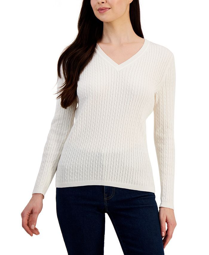Women's Cable Ivy V-Neck Sweater | Macys (US)