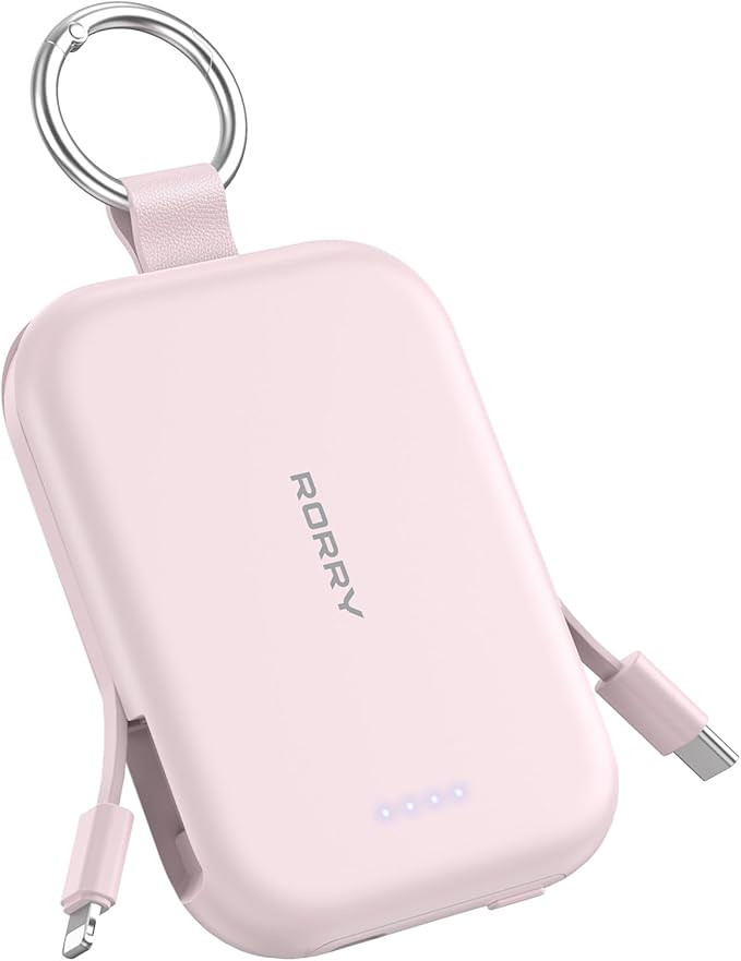 RORRY Portable Charger, 5000mAh Portable Charger Power Bank with Built-in Cables, Travel Keychain... | Amazon (US)
