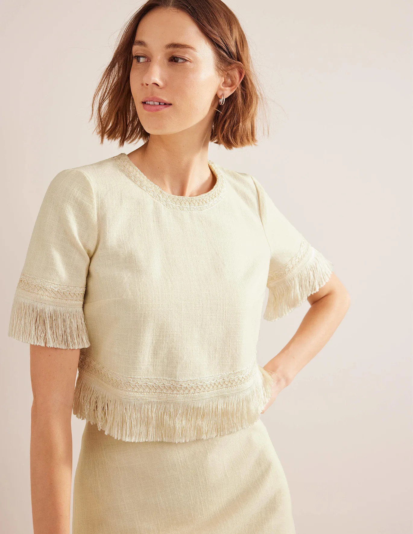 Fringe Trim Top - Ivory | Boden (US)