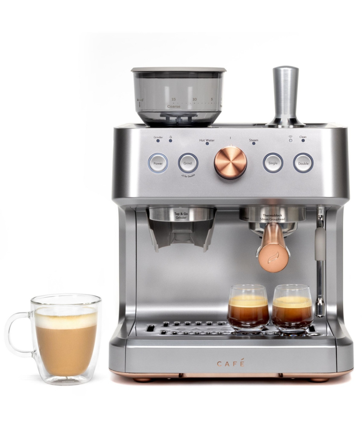 Cafe Bellissimo Semi-Automatic Espresso Machine & Frother - Steel Silver | Macy's