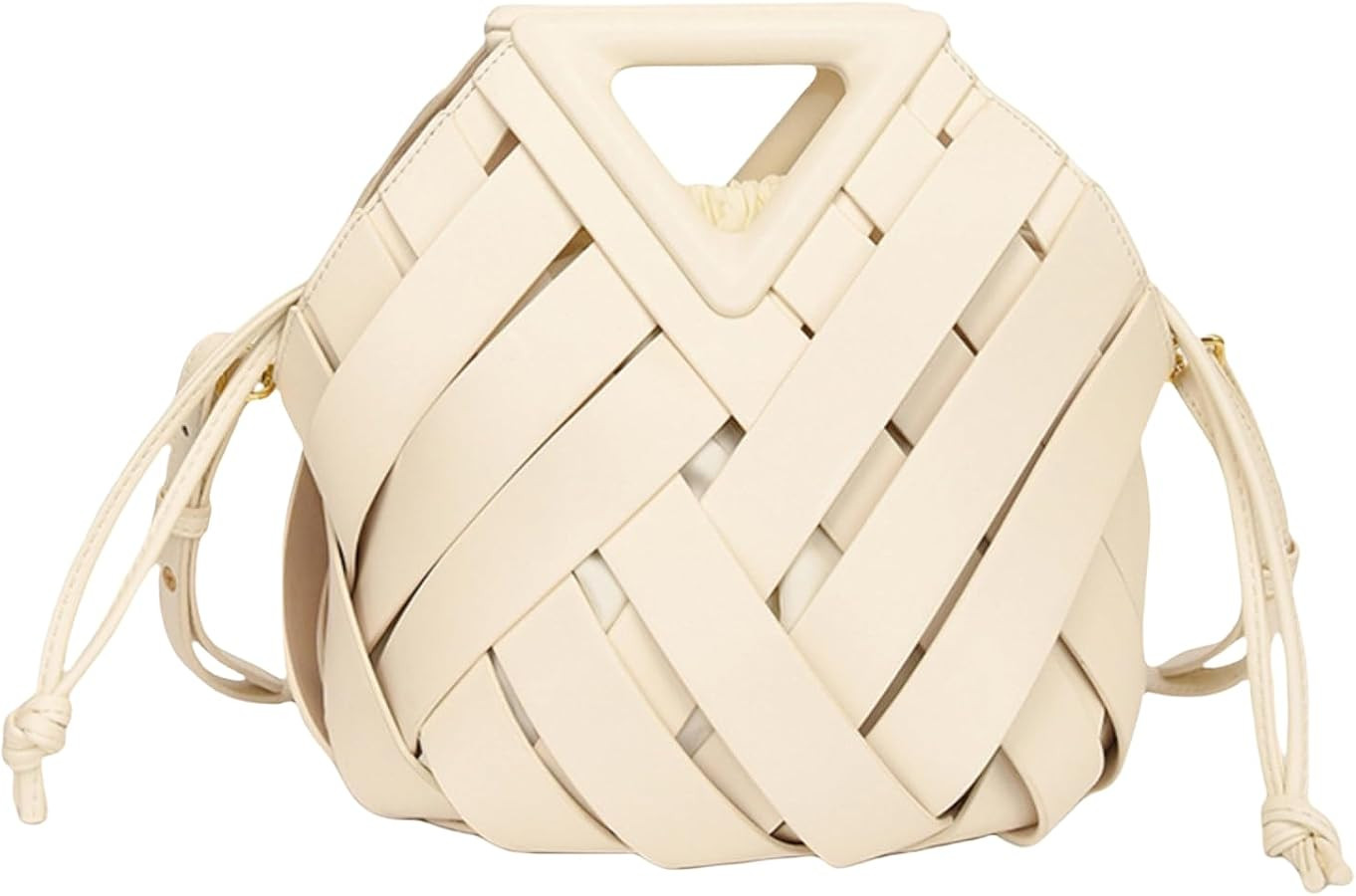 Woven Bucket Crossbody Bags for Women, Top-handle Retro Leather Adjustable Hobo Purse with Zipper... | Amazon (US)