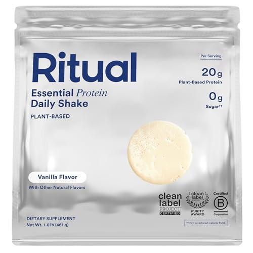 Ritual Vegan Protein Powder with BCAA: 20g Organic Pea Planted-Based Protein from Regenerative Farms in USA, Complete Amino Acid Profile, Gluten Free, Sugar Free, Dairy Free, Vanilla, 1 Lbs | Amazon (US)