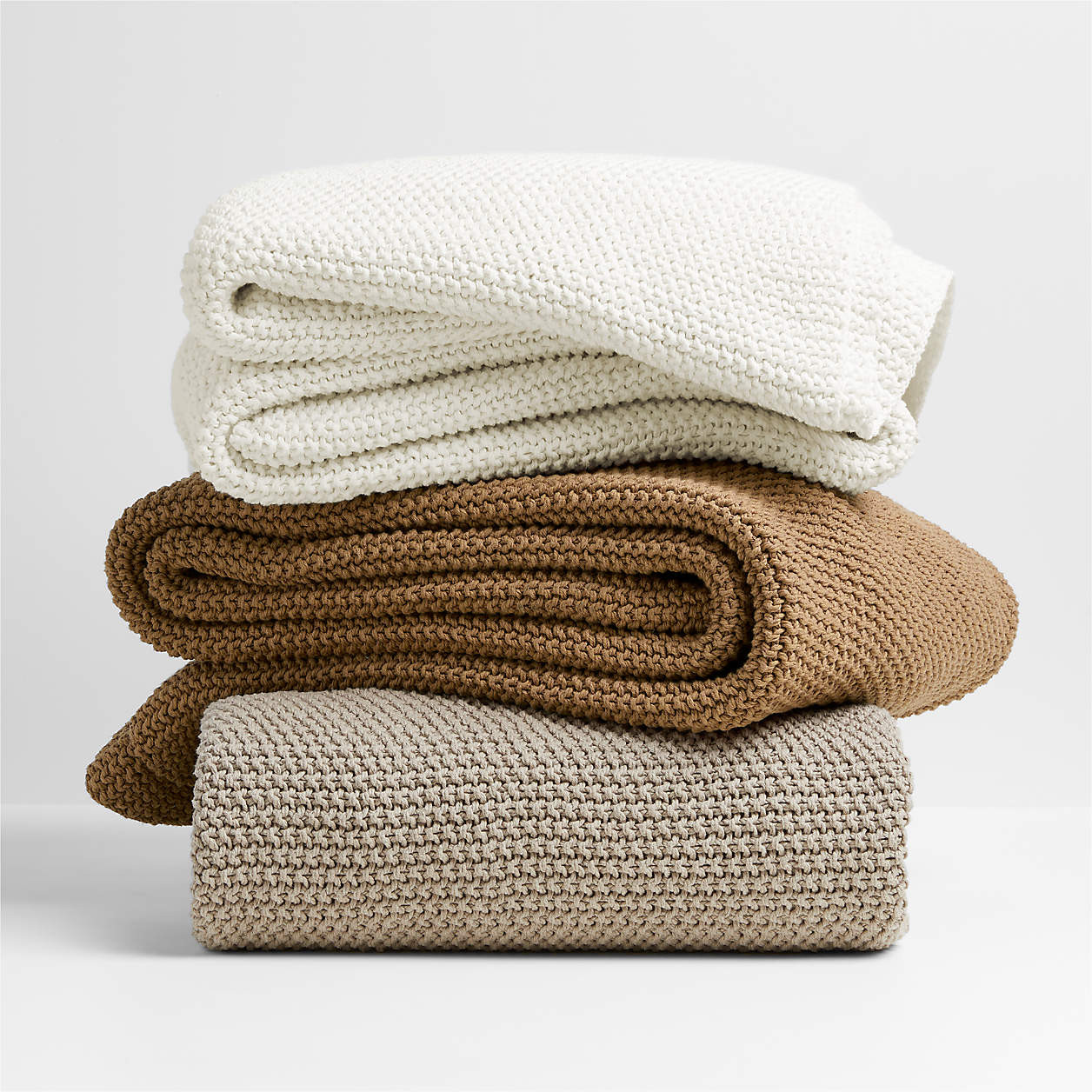 Organic Cotton 80"x80" Bright White Chunky Hand-Knit Bed Throw Blanket + Reviews | Crate & Barrel | Crate & Barrel