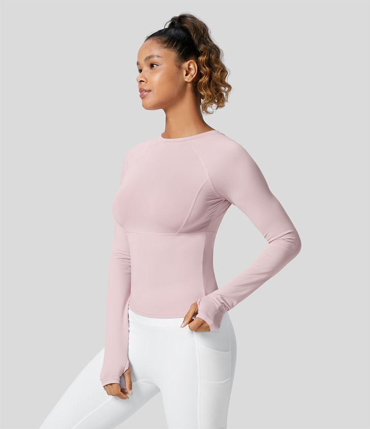Solid Thumb Hole Yoga Sports Top | HALARA