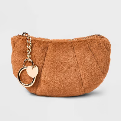 Faux Fur Croissant Clip On Pouch - A New Day™ Brown | Target