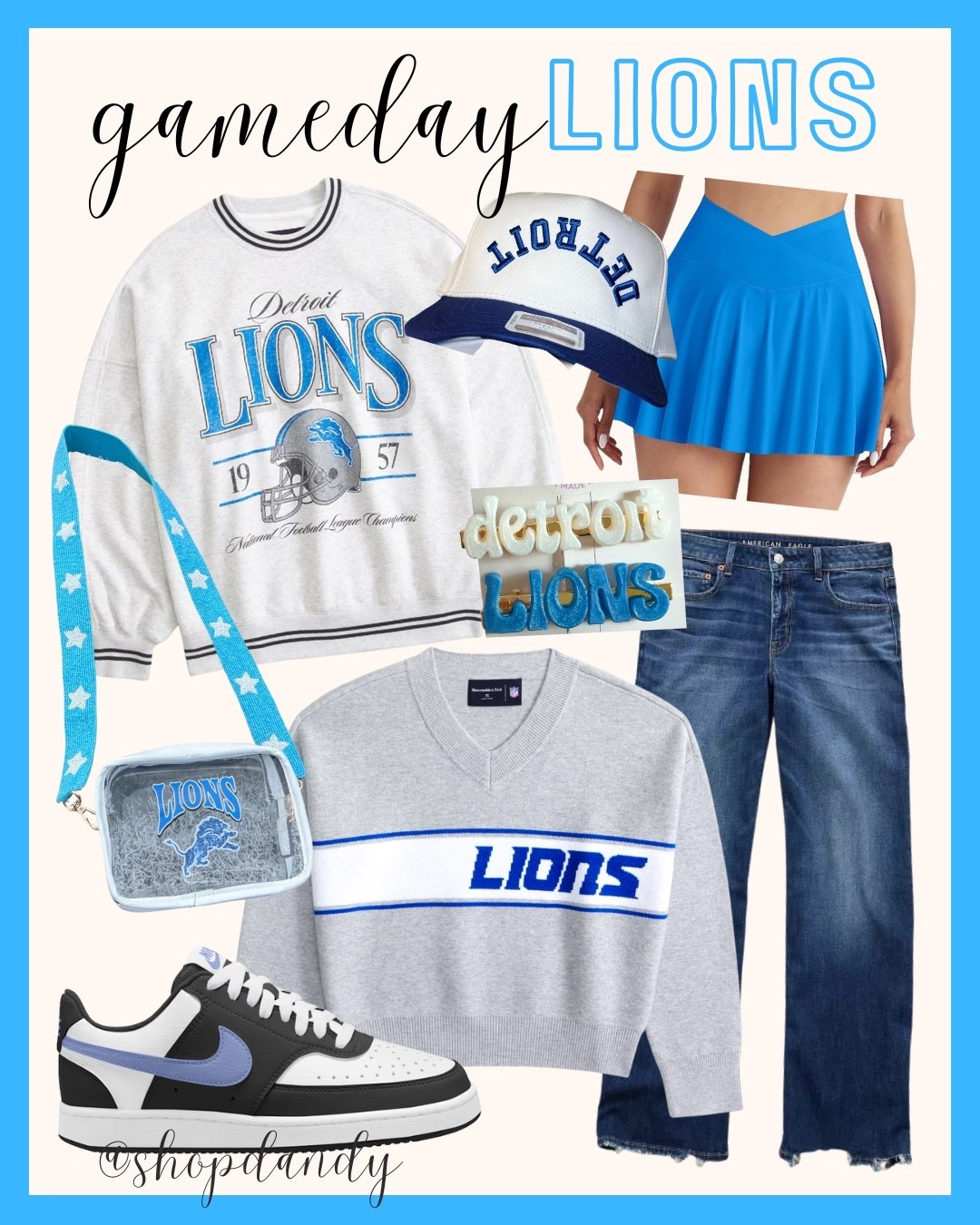 Gameday inspo for the Detroit Lions! Loving this blue and black color combo. All from Amazon, Etsy and Abercrombie!

shop dandy, Detroit lions, gameday outfit, nfl gameday

#LTKSeasonal #LTKStyleTip #LTKFindsUnder100