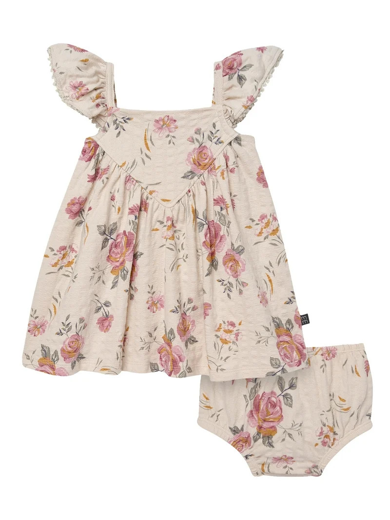 Modern Moments by Gerber Baby Girl Flutter Sleeve Dress and Diaper Cover Outfit Set, 2-Piece, Siz... | Walmart (US)