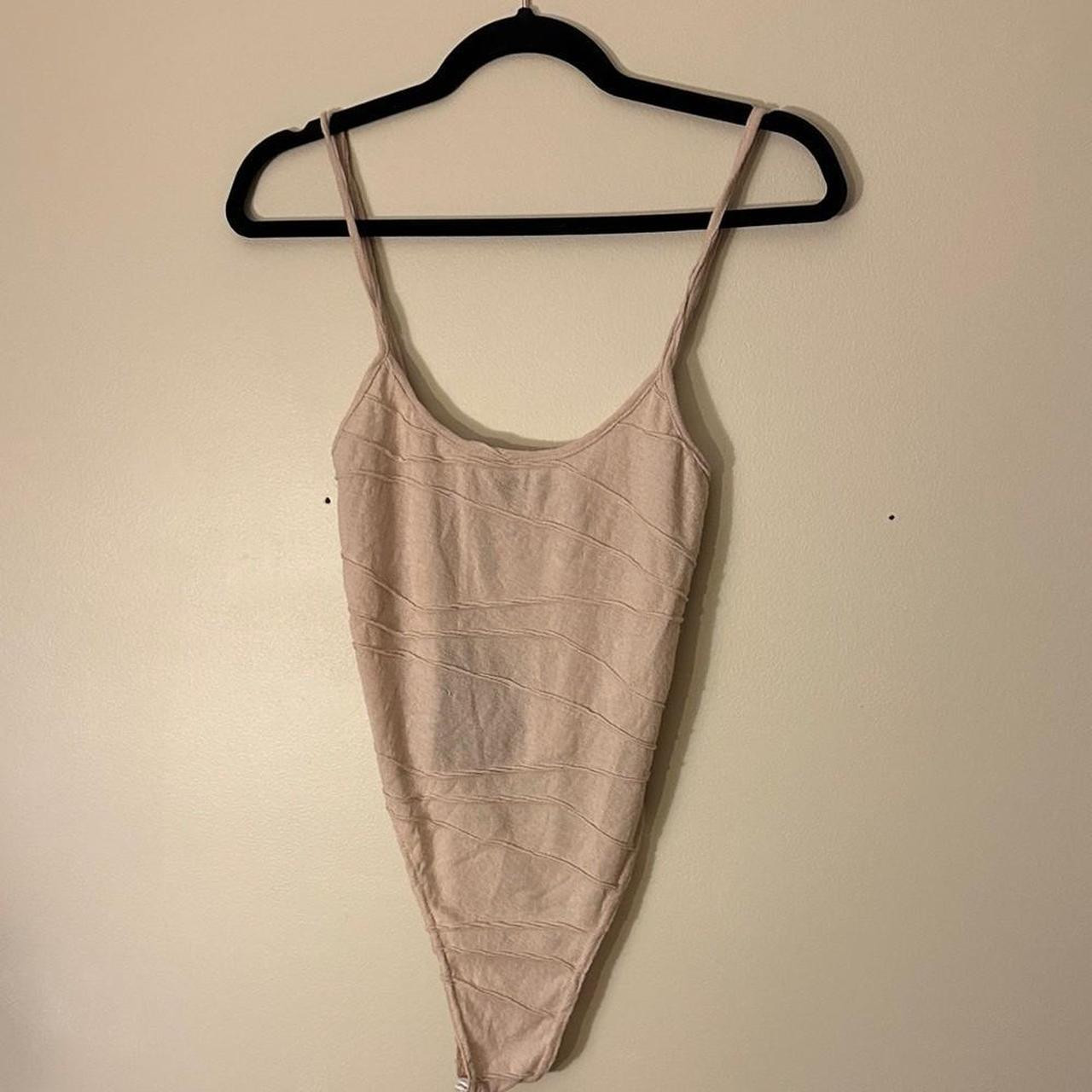 PrettyLittleThing Women's Bodysuit - Tan - 4 | Depop US
